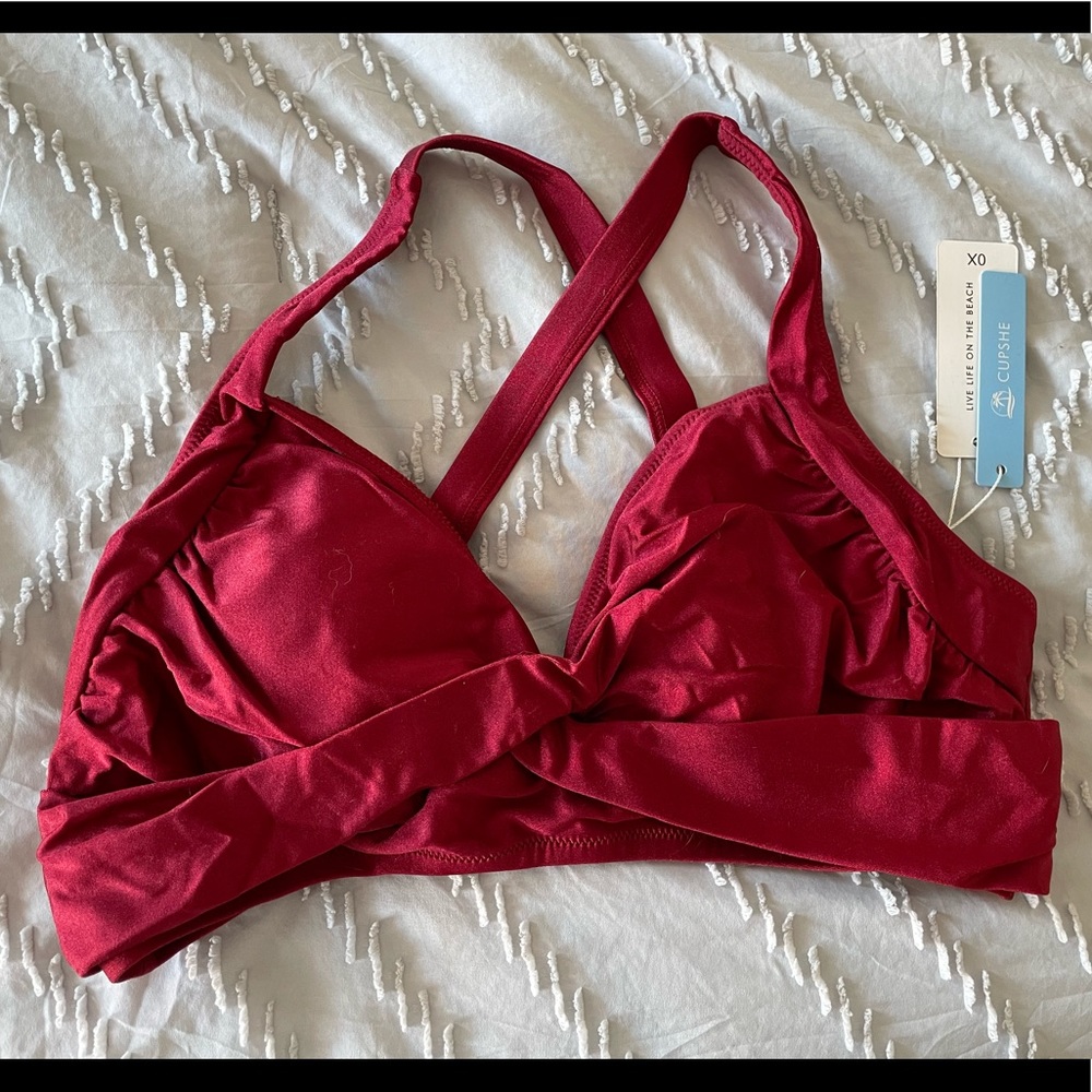 Cupshe 0x Wine Bikini Top